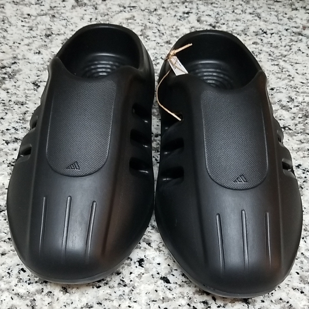 adidas Black Slip-On Rubber Mules